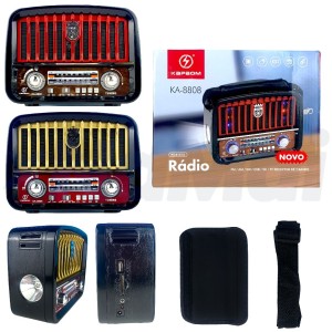 RADIO_RELOGIO VINTAGE AM_FM_SD_USB_BLUETOOTH_LANTERNA (KA8808/LE601)